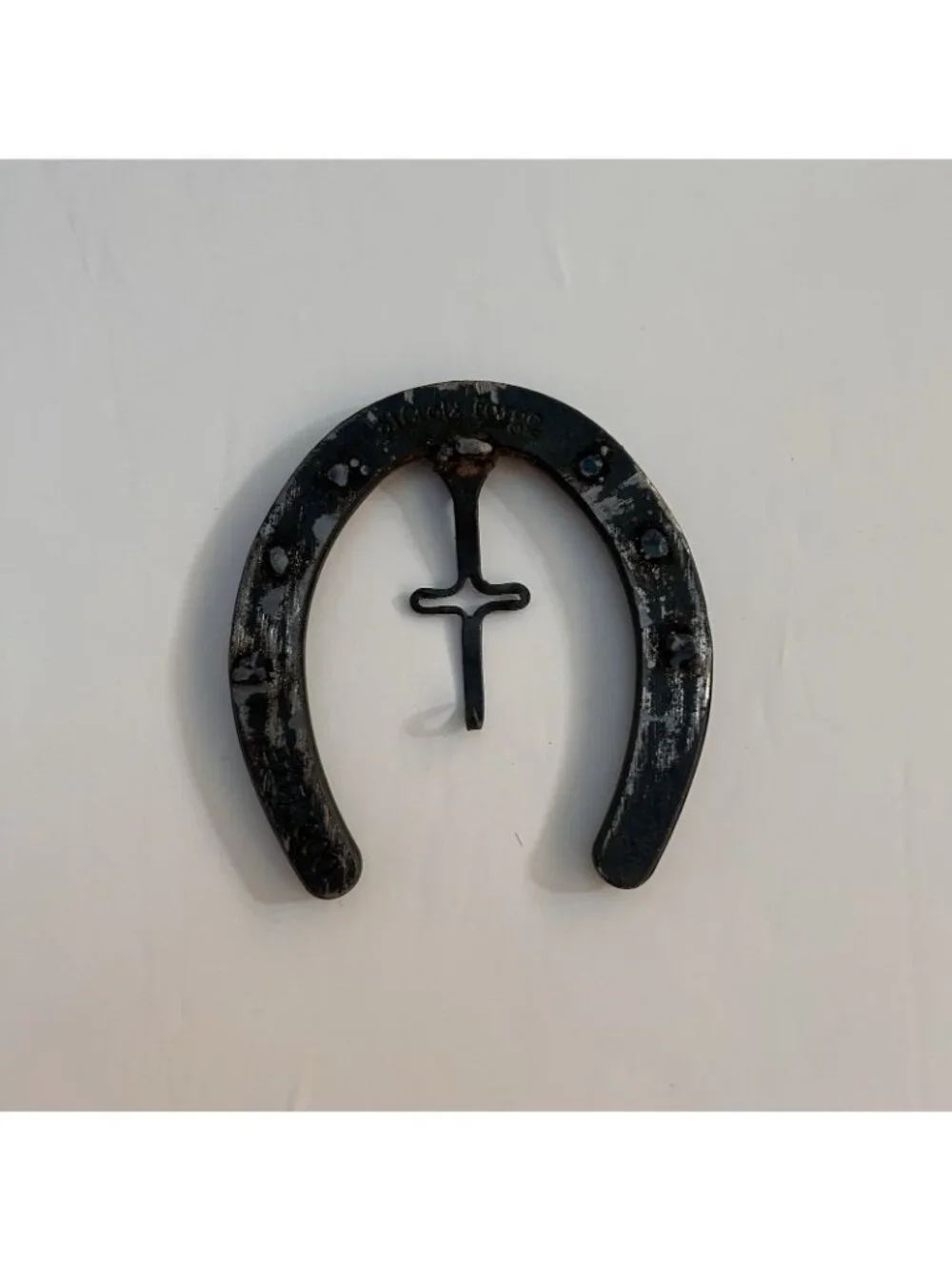 Vintage St. Croix Forge 000 Lite Horseshoe Cross Wall Hanging Decor Equestrian